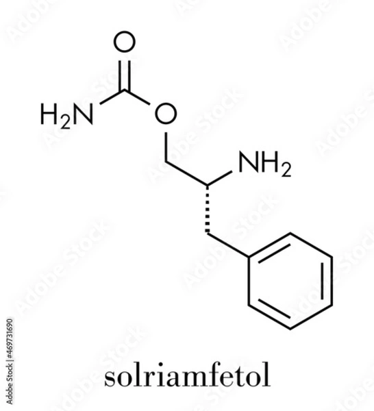 Fototapeta Solriamfetol drug molecule. Skeletal formula.