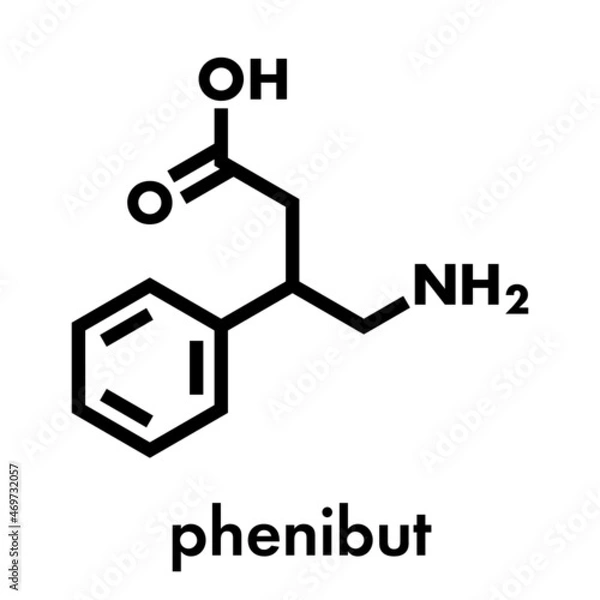 Fototapeta Phenibut anxiolytic and sedative drug molecule. Skeletal formula.