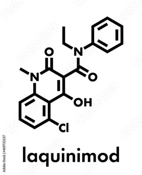 Fototapeta Laquinimod multiple sclerosis drug molecule. Skeletal formula.