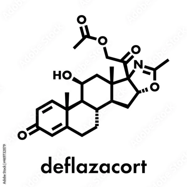 Fototapeta Deflazacort glucocorticoid drug molecule. Skeletal formula.
