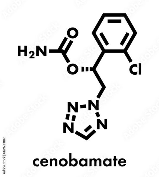 Fototapeta Cenobamate seizures drug molecule. Skeletal formula.