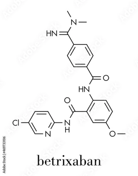 Fototapeta Betrixaban anticoagulant drug molecule. Skeletal formula.