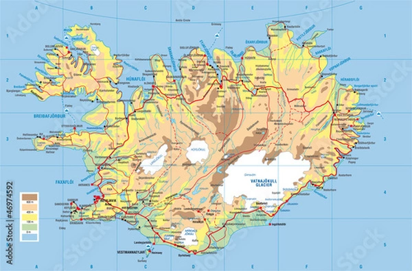 Obraz Islandia mapa