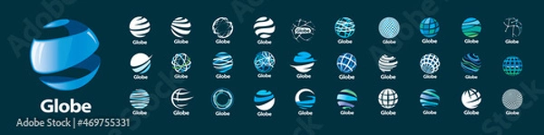 Fototapeta A set of vector logos of the Globe on a gray background