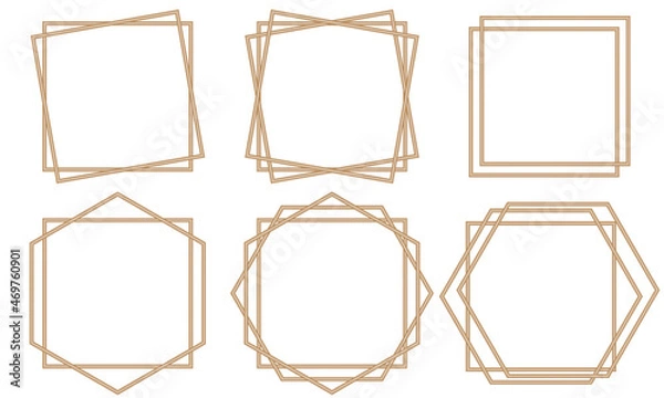 Obraz Golden geometric frames with square shape. Art deco style