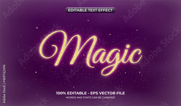 Fototapeta Magic text effect with glitter. Editable text on a dark purple background