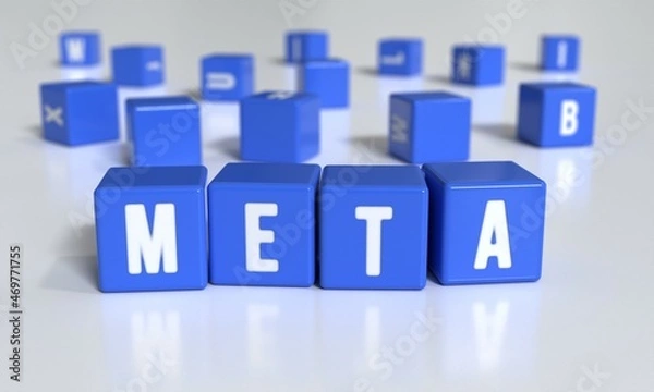 Obraz Meta concept. Blue cubes with meta text.