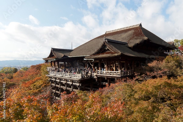Obraz 秋の京都音羽山・清水寺の本堂（清水の舞台）