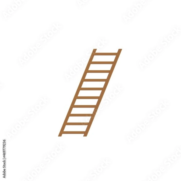 Fototapeta Vector cartoon flat ladder isolated on empty background-garden or construction tool,agricultural concept,web site banner ad design