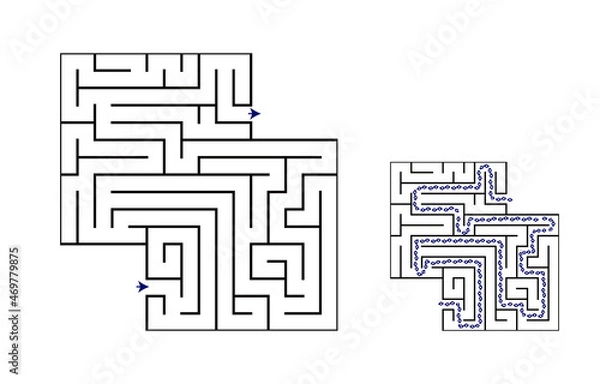 Fototapeta Game children's labyrinth for the development of mental thinking. Maze game with entry and exit.