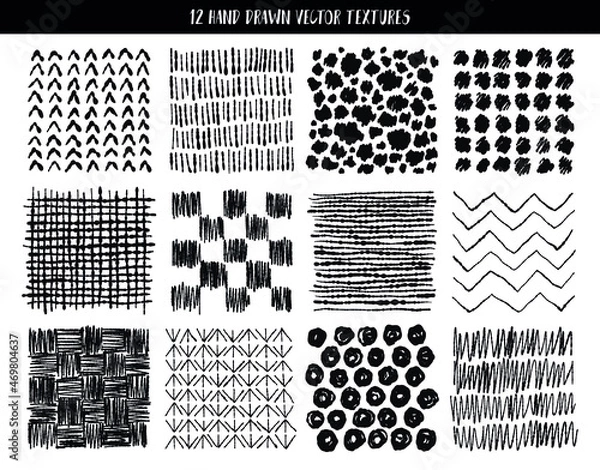 Obraz Hand drawn doodle sketch line. Vector design elements. Collection texture with variety abstract shapes. Different wave lines. 