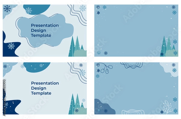 Fototapeta Minimal presentations design. Multipurpose template for presentation slide, brochure cover, report. Vector winter template.