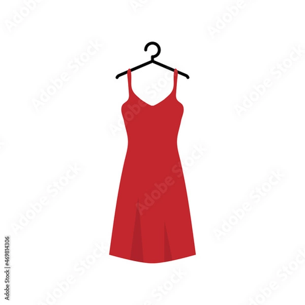 Obraz Red dress on the wardrobe hanger vector illustration