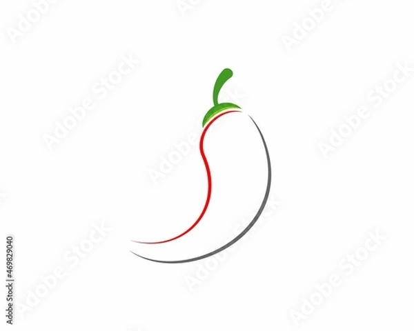 Fototapeta Chilli with line art vector logo