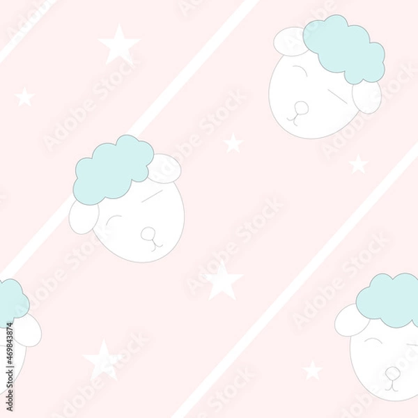 Obraz Cute sheep seamless pattern.Vrctor illustration