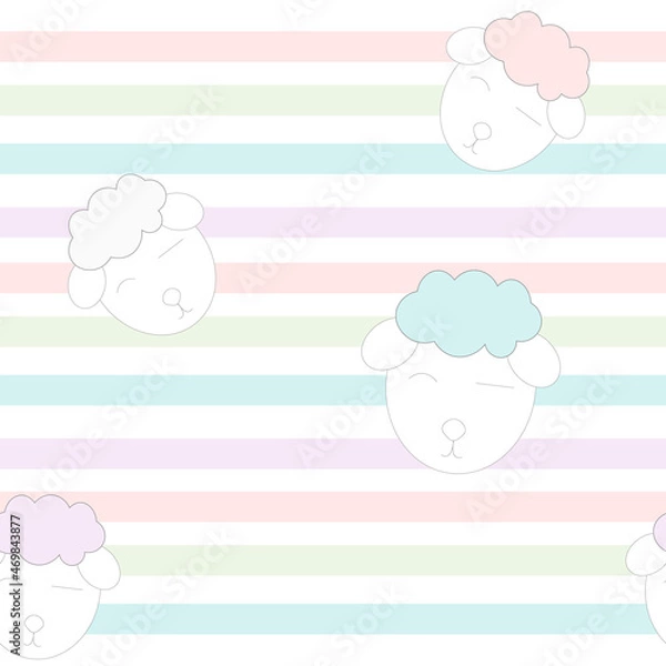 Fototapeta Cute sheep seamless pattern.Vrctor illustration