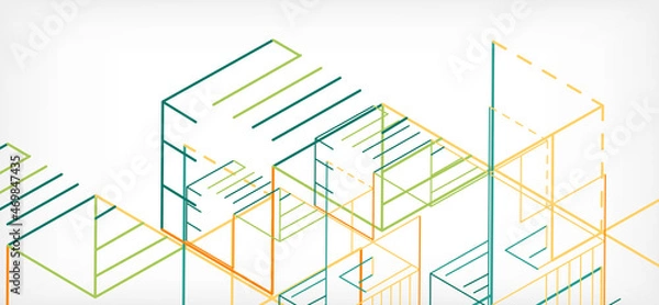 Obraz Abstract background. Color lines on white background. Linear abstract composition. Techno or business concept for wallpaper, banner, background, landing page