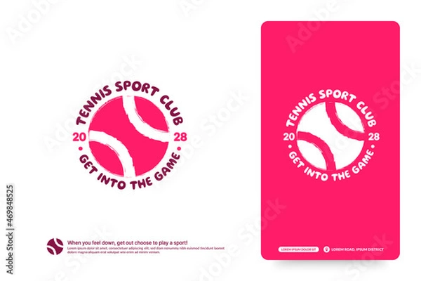 Fototapeta Tennis club logo design template, Tennis tournaments logotype concept.Tennis team identity isolated on white Background, Abstract sport symbol design vector illustrations