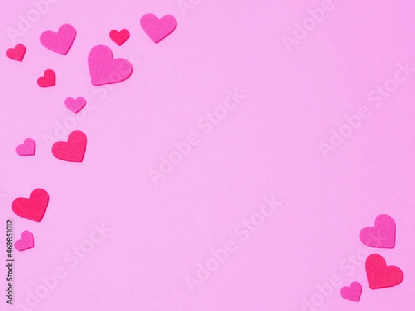 Fototapeta ハートを散りばめたピンク色の背景