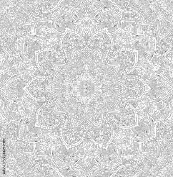 Fototapeta Bezszwowe mandali wzór geometryczny. Dekoracyjny kwiatowy wzór. Mandala w motywach indyjskich na tkaninę.
