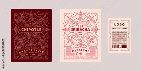 Obraz Template decorative label for chili sauce