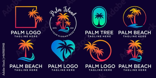 Fototapeta Palm logo collection with creative element concept premium vector Premium Vector