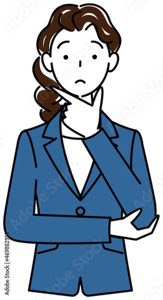 Fototapeta 解決策を考えているスーツ姿の可愛いい女性 イラスト ベクター