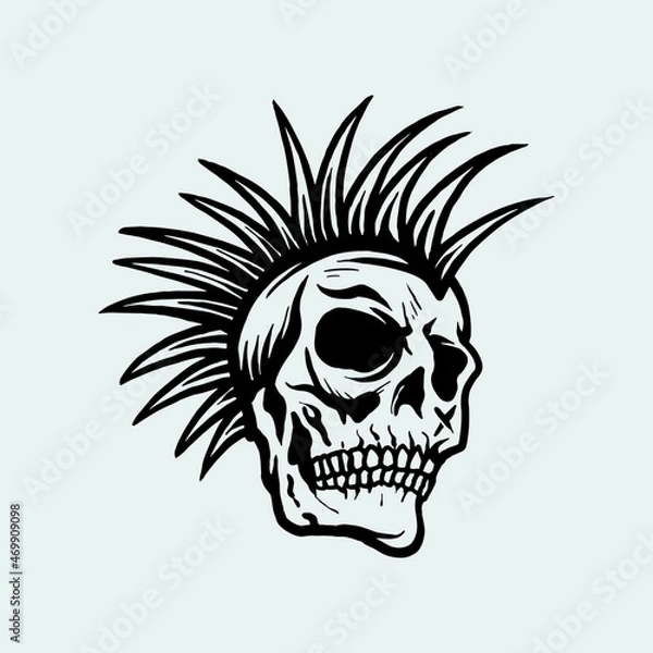 Obraz Crazy skull hairstyle, punk skull.
