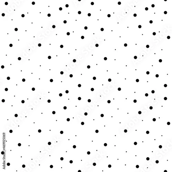 Obraz Black polka dots on black background white seamless texture collection