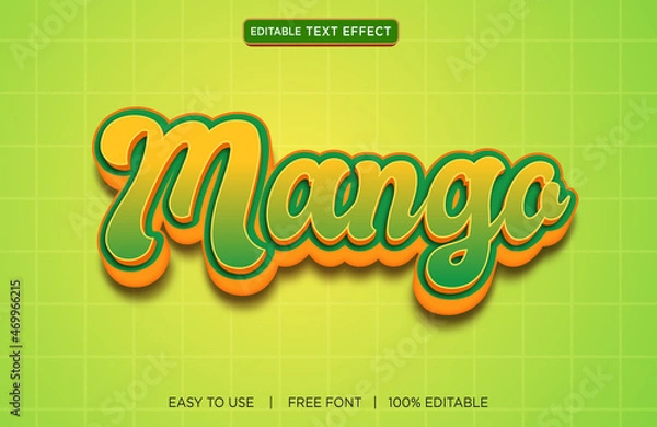 Fototapeta Mango editable text effect design with a premium vector with background