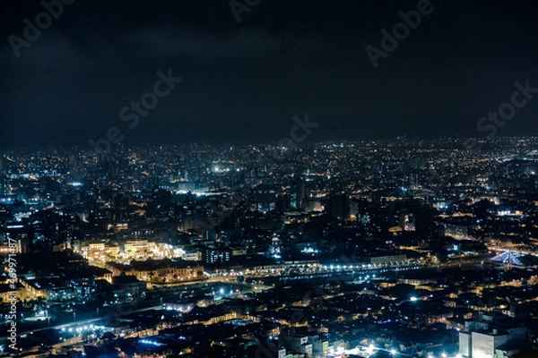 Fototapeta city of night over lima city from san cristobal 
