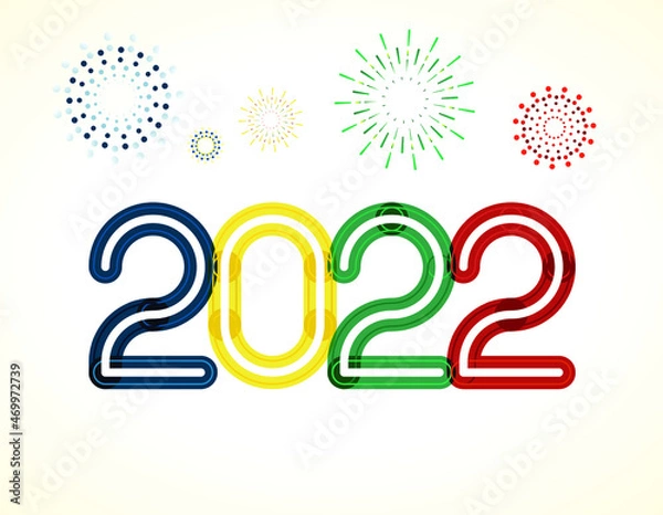 Fototapeta happy new year, colored 2022 numbers, design elements for new year decor, 2022 vector