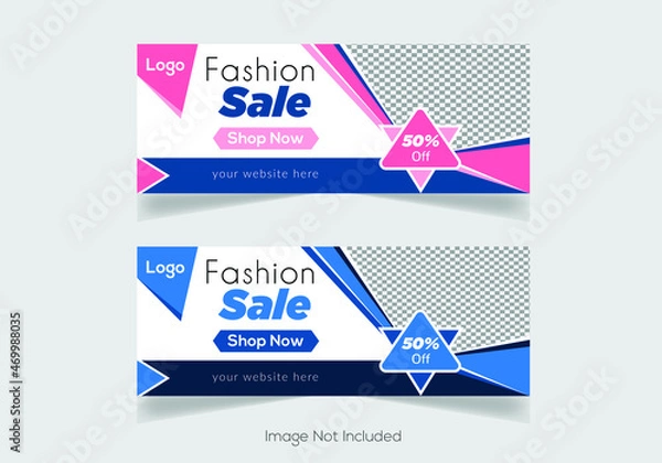Obraz New arrival shoe sale web banner, social media cover templates design