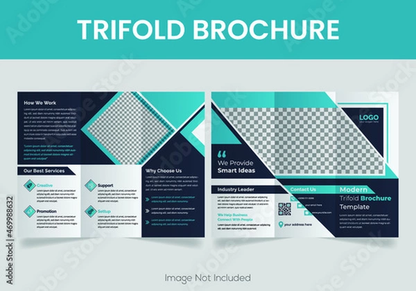 Obraz Brochure creative design. Multipurpose template with cover, back, and inside pages. Trendy minimalist flat geometric design. Vertical a4 format.