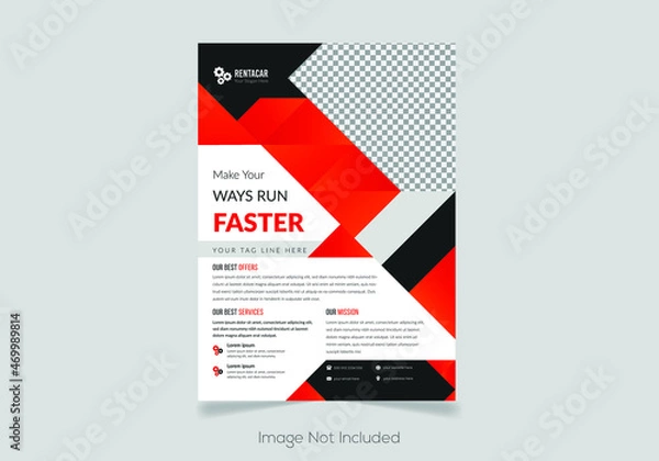 Obraz Modern Business Flyer Cover Page, Car Sale Leaflet Template Vector, Brochure Cover Page