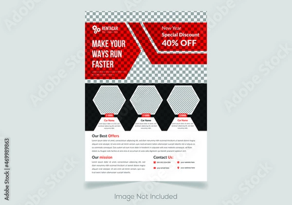 Obraz Modern Business Flyer Cover Page, Car Sale Leaflet Template Vector, Brochure Cover Page