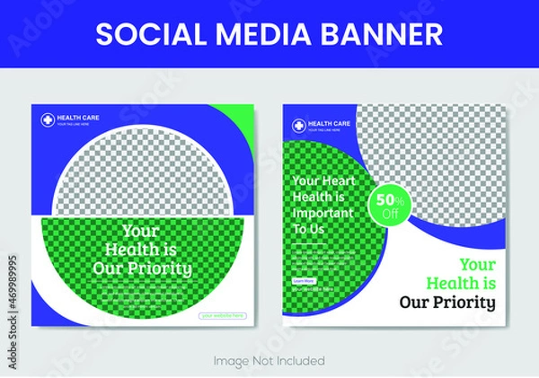 Obraz Medical flyer brochure design vector template. Health care cover flyer, A4 vector illustration, template design, green, magazine poster, annual report, easily customized.