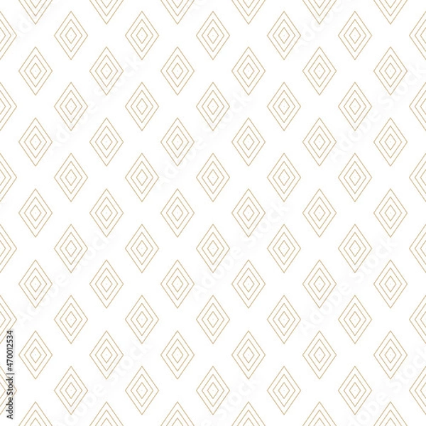 Fototapeta Golden vector geometric background with small diamond shapes, small linear rhombuses. Abstract modern seamless pattern. Thin lines background. Subtle gold ornament. Luxury repeat decorative design