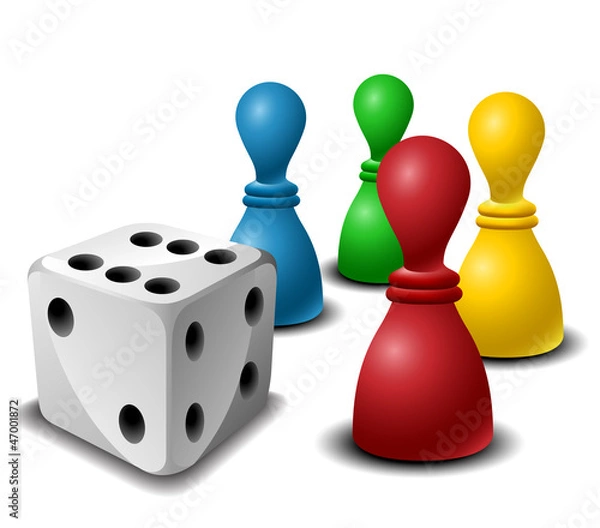 Fototapeta Board game figures with dice