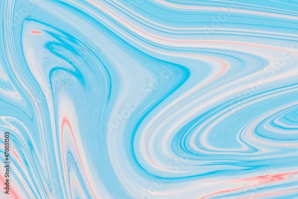 Fototapeta soft blue peach pastel color neutral  satin Ink Marble colorful abstract background liquid painting texture