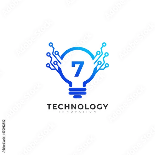 Fototapeta Number 7 Inside Lamp Bulb Technology Innovation Logo Design Template Element