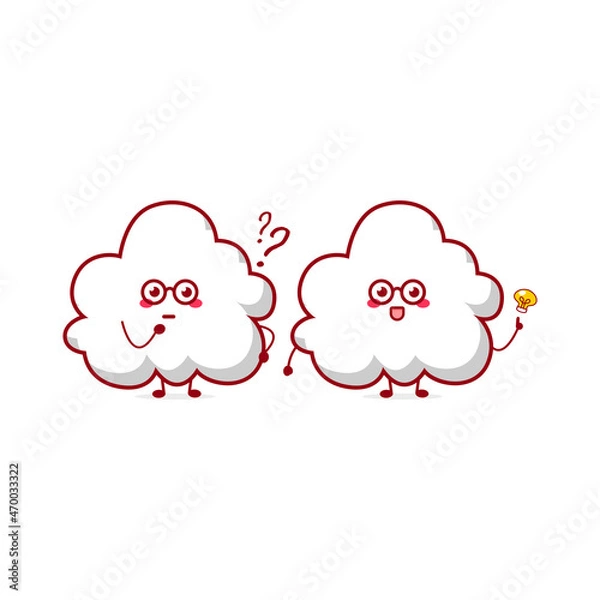 Fototapeta Cute funny cloud character. Vector hand drawn cartoon mascot character illustration icon. Isolated on white background.