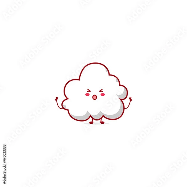 Fototapeta Cute funny cloud character. Vector hand drawn cartoon mascot character illustration icon. Isolated on white background.