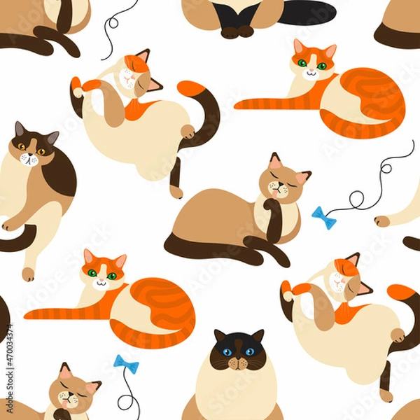 Fototapeta cats make up a seamless pattern