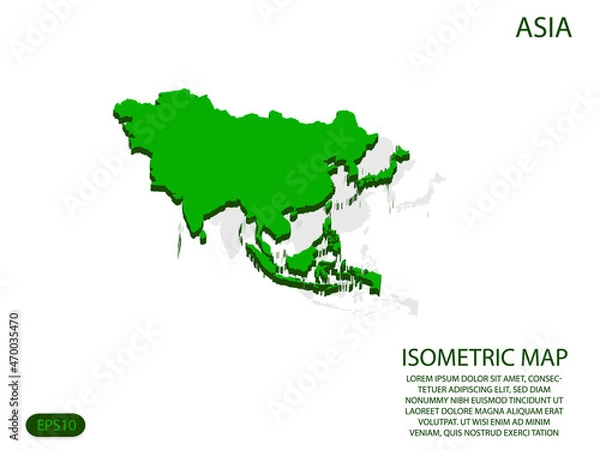 Fototapeta Green isometric map of Asia elements white background for concept map easy to edit and customize. eps 10