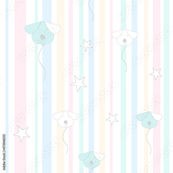 Obraz Ballon face dogs seamless pattern.Vector illustration