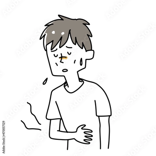 Fototapeta お腹をすかしている若い男性