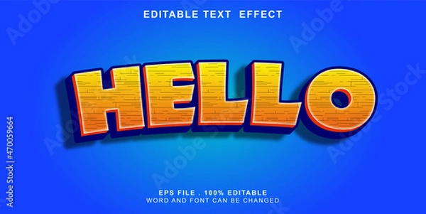 Obraz text effect editable hello