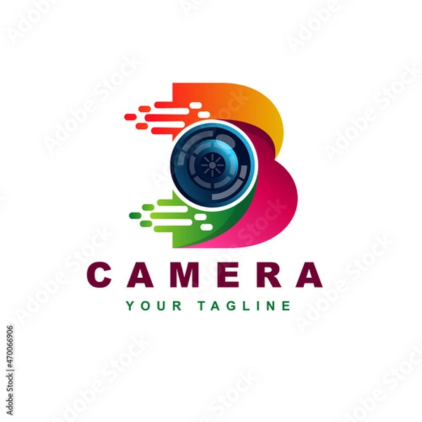 Fototapeta letter k logo with "electronic" and "camera" concept.