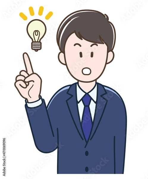 Fototapeta 何かひらめいた若いビジネスマンのイラスト